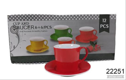 Imagen de TAZA Y PLATO SET X6 V/COLORES EN CAJA 7.24